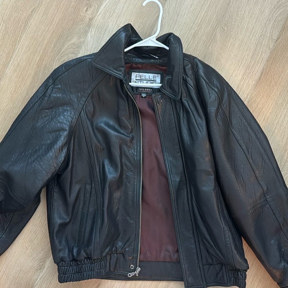 oversized leather bomber jacket